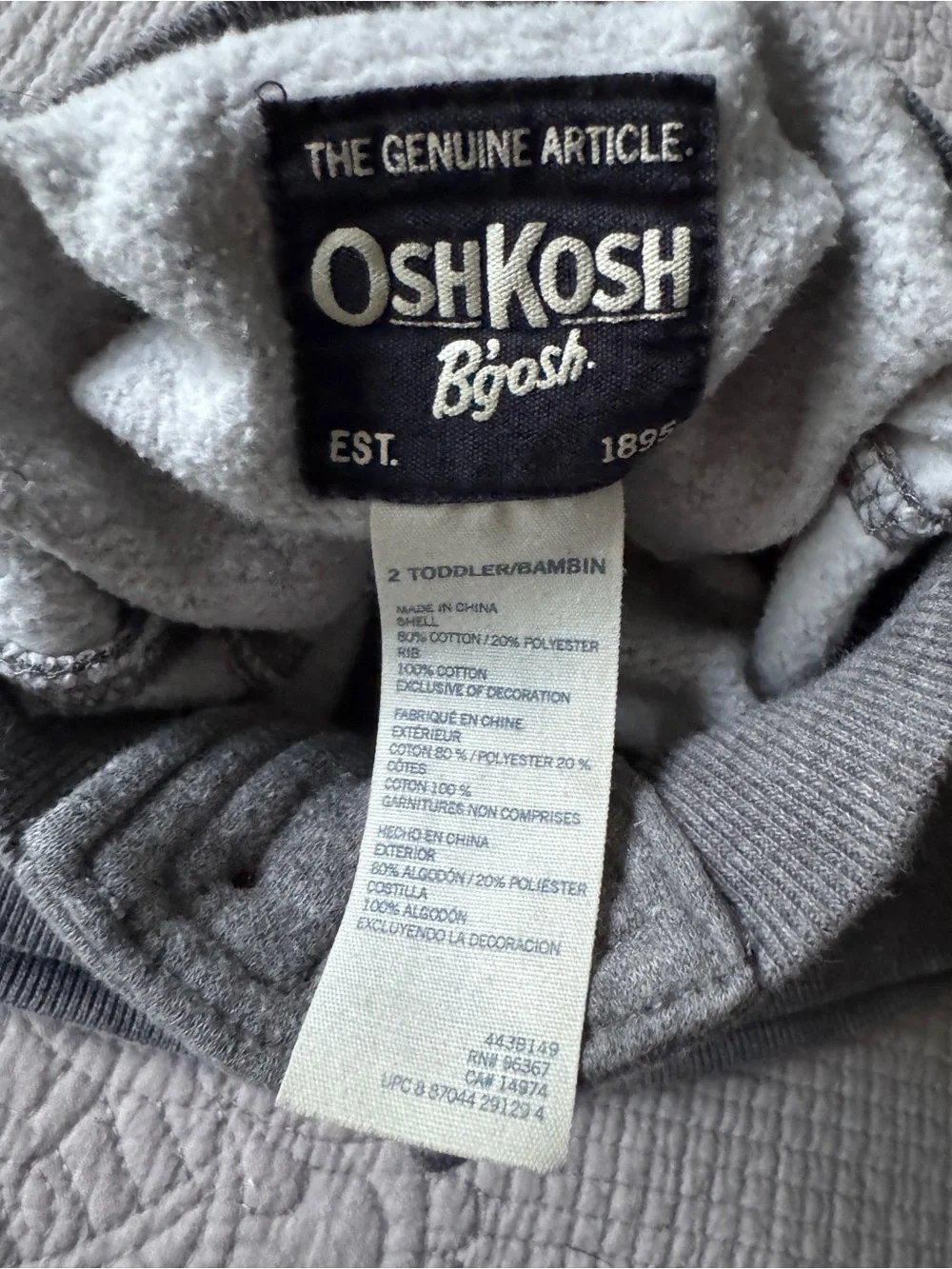 OshKosh B'gosh Gray Pullover Sweatshirt with Navy Trim